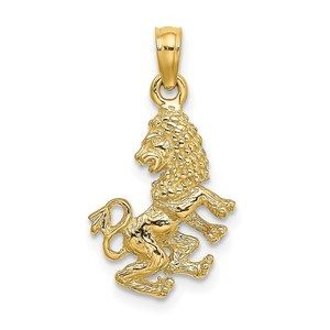 Million Charms 14k Yellow Gold 3-D Leo Zodiac Charm Pendant
